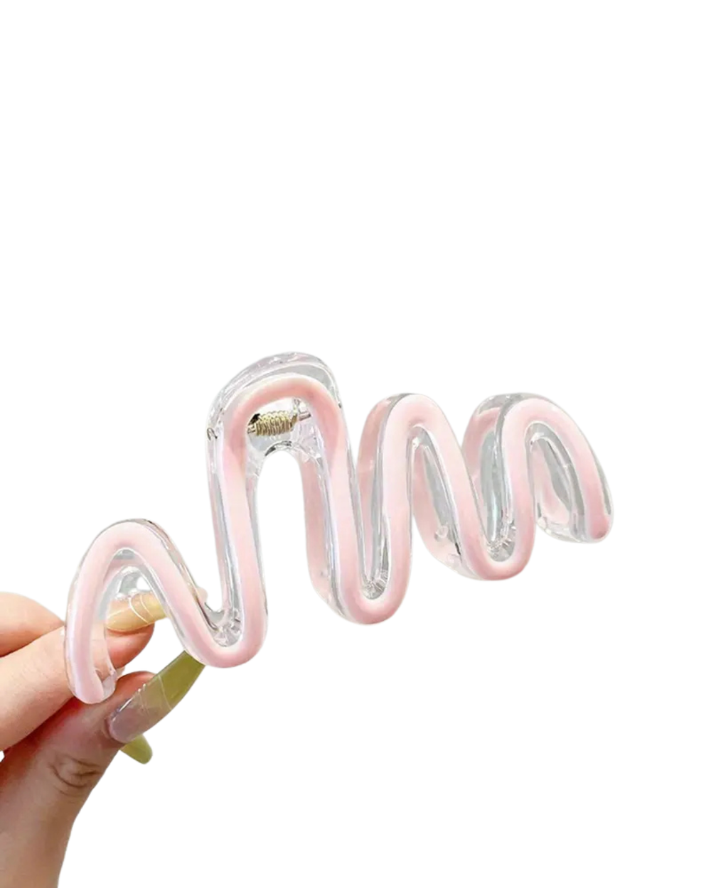 Pinza para el pelo acrílica ondulada elegante en color rosa pastel