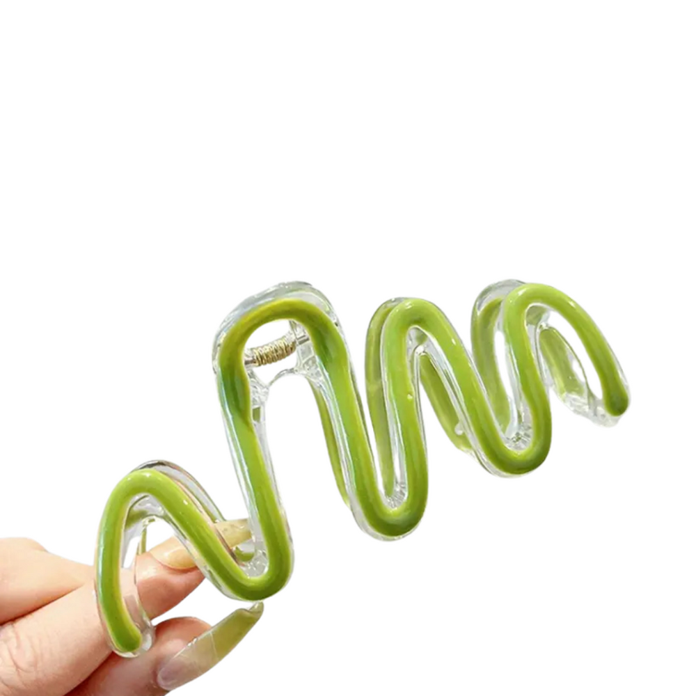 Pinza para el pelo ondulada acrílica elegante de color verde