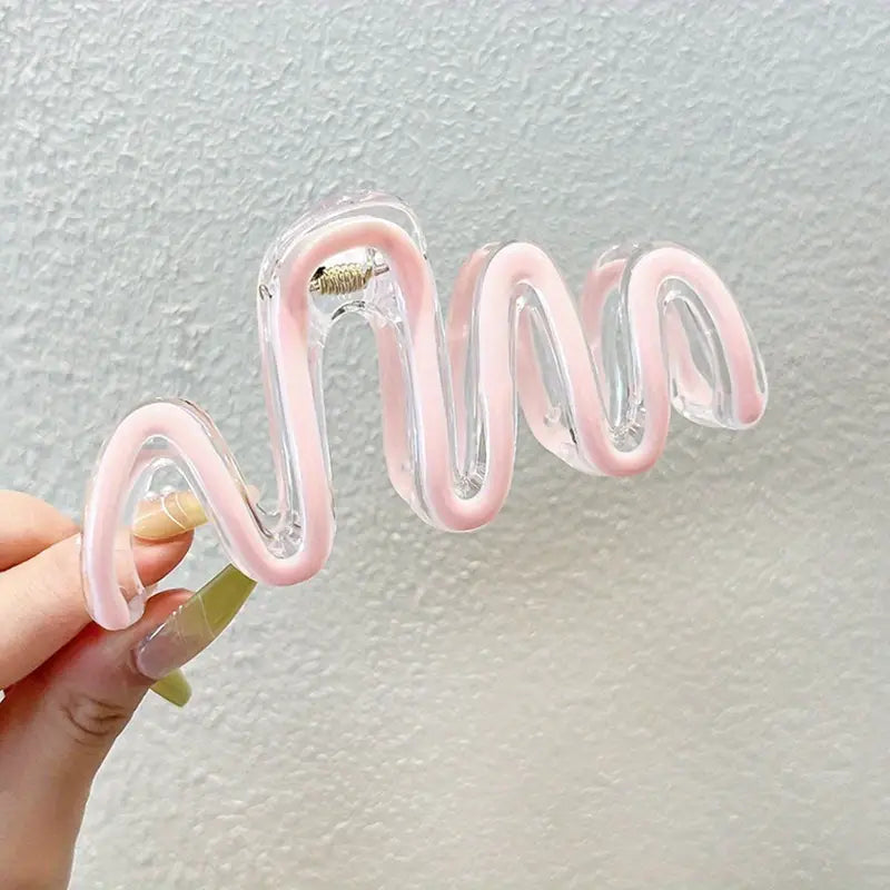 Chic Acrylic Wavy Hair Clip Pastel Pink